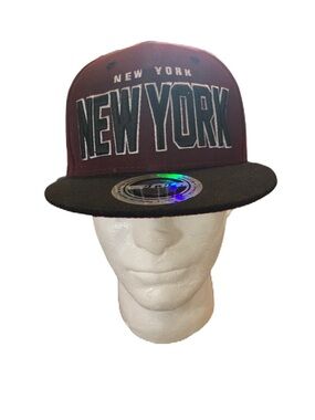 New York Cap Hat Purple Black Adjustable Snapback Embroidered Bold Tian T & T
